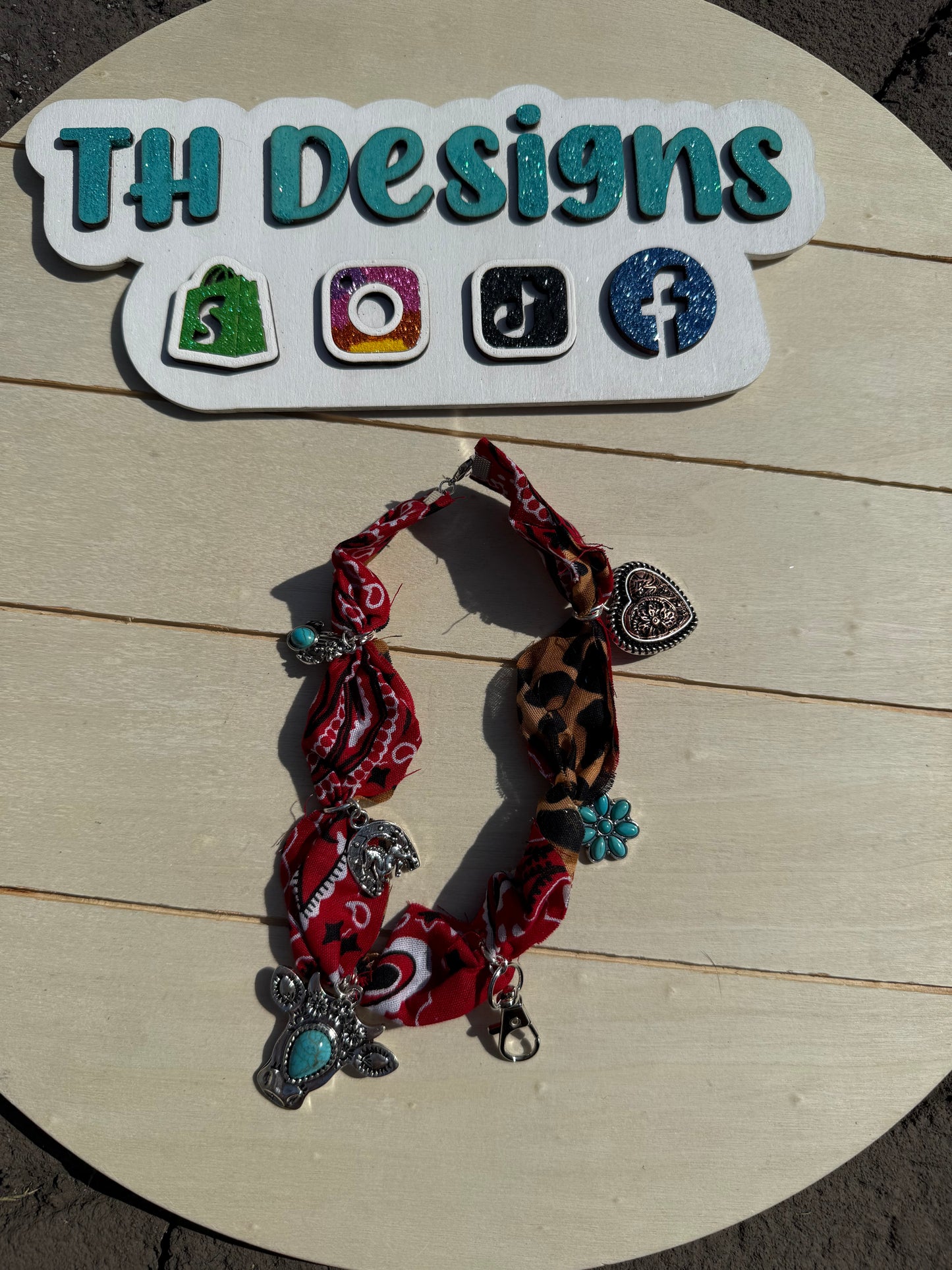 Bandana Freshie Hanger - Red w/ turquoise charms