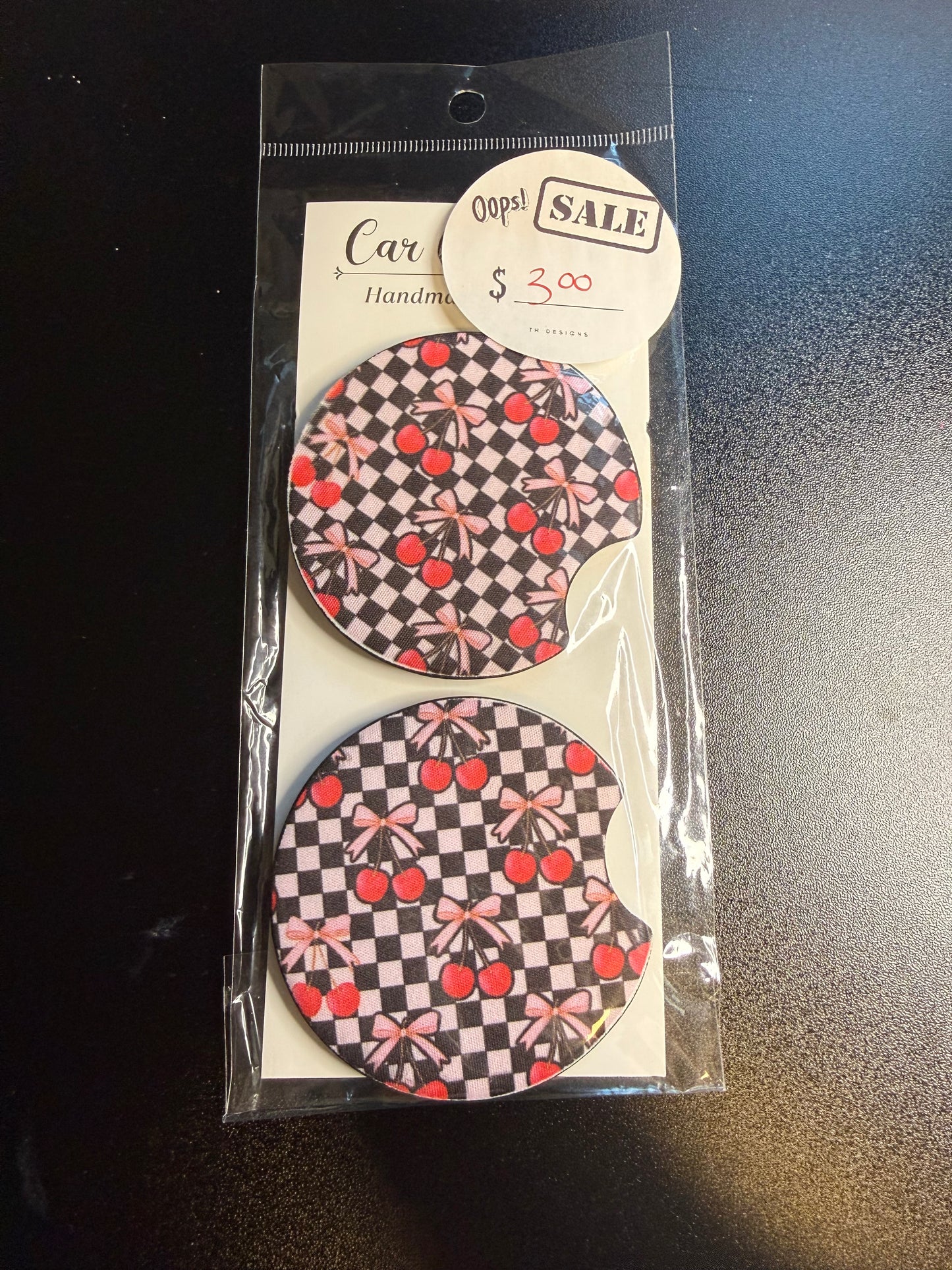 Checkered cherries Coaster Set
