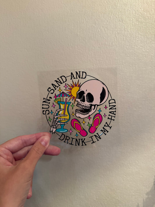 16oz Cup - Sun, Sand, Drink in my Hand Decal