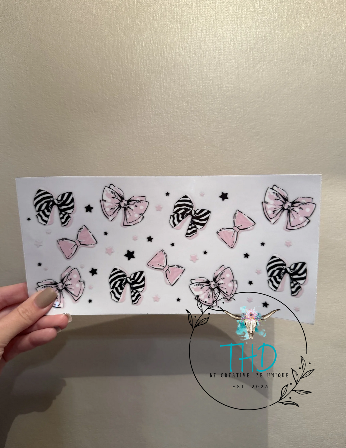 16oz Cup - Zebra Bows Wrap