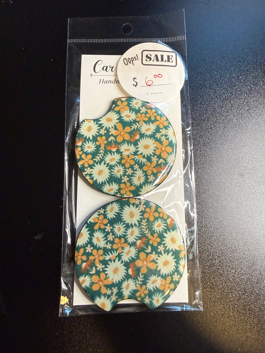 Teal Floral Coaster Set