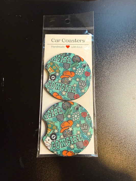 Teal Cowgirl Coaster Set