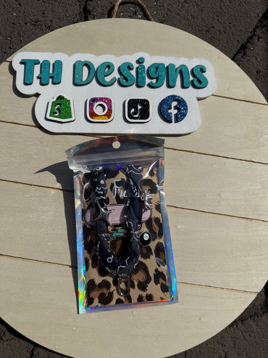 Bandana Freshie Hanger - Black with 8 Ball Charm