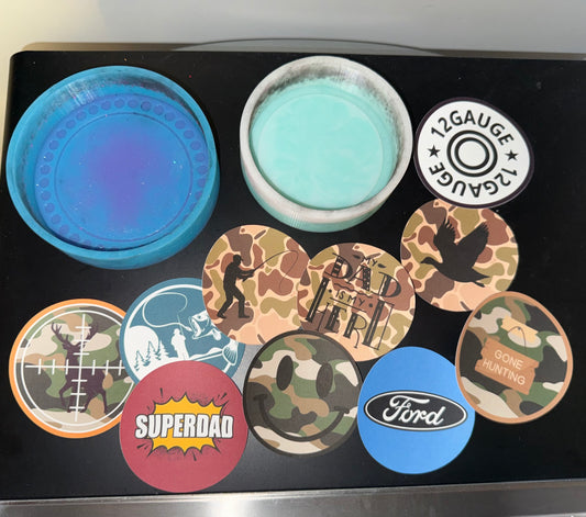 Round - 3 inch OR 4 inch dotted RTS CARDSTOCK PREORDER-  hunting/ fishing
