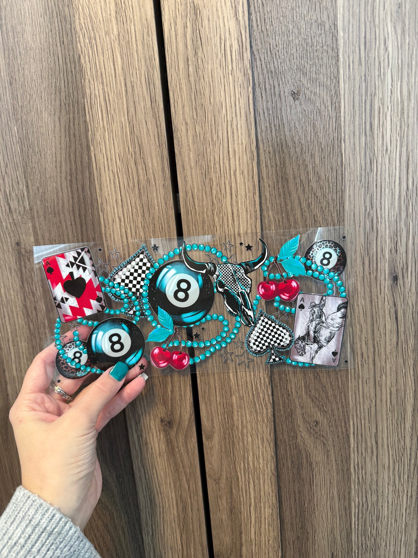 16oz Cup - Teal Punchy Western Wrap