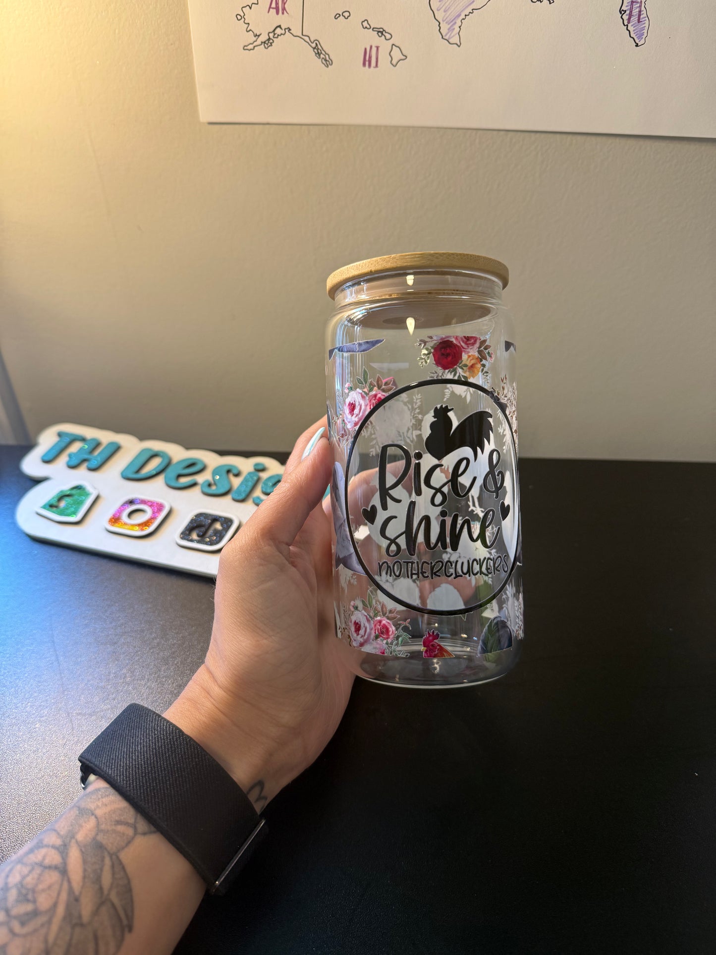 Chickens Glass 16oz Cup