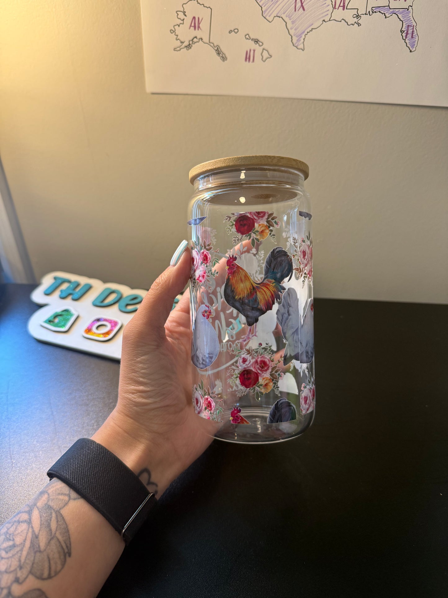 Chickens Glass 16oz Cup