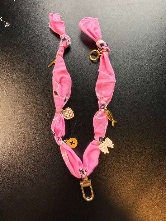 Bandana Freshie Hanger - pink crosses