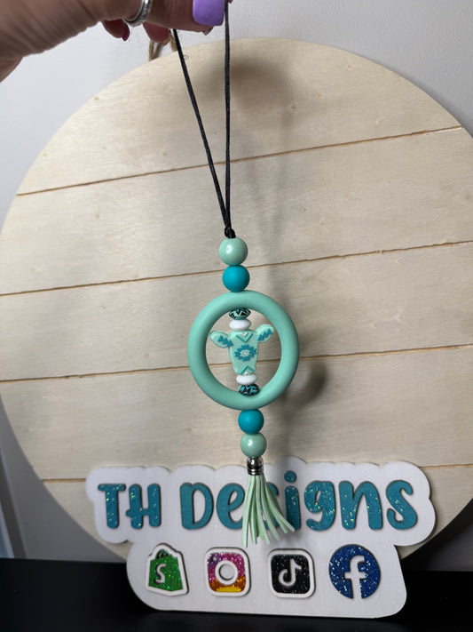 Teal Cow CAR CHARM